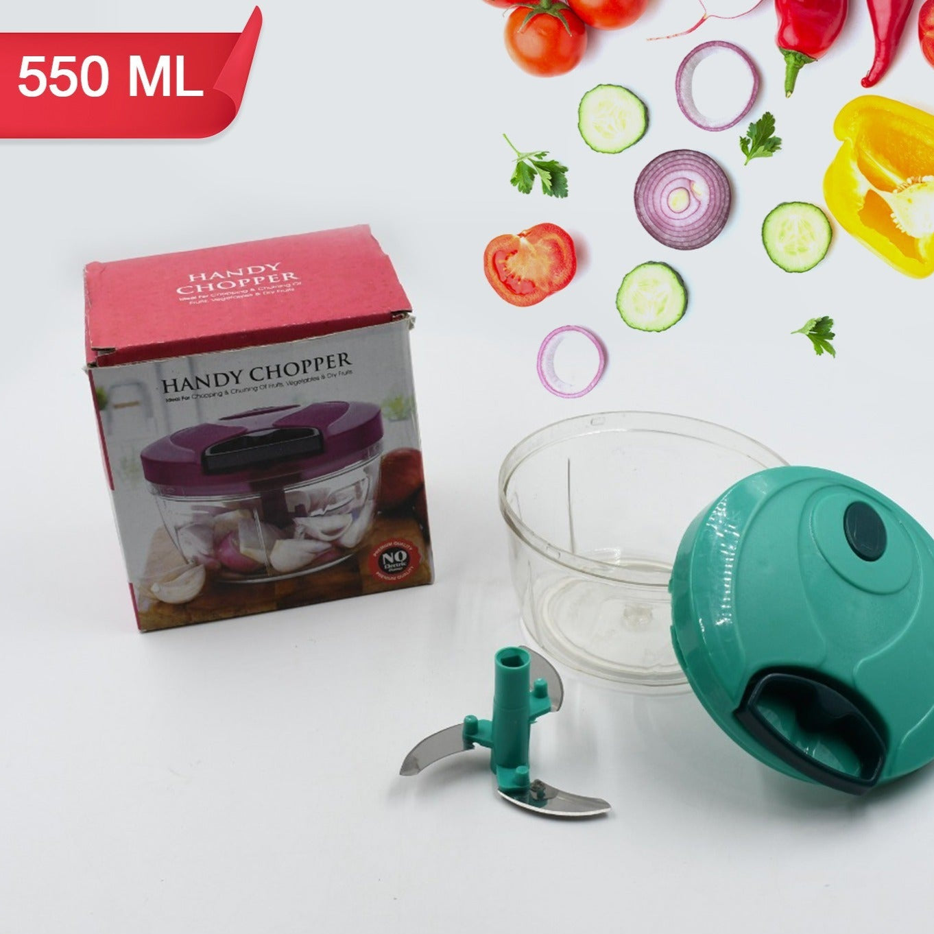 Handy Mini Plastic Vegetable Chopper Cutter Onion Chopper Vegetables For Kitchen Accessories With 3 Blades - Happy Price - Image 1