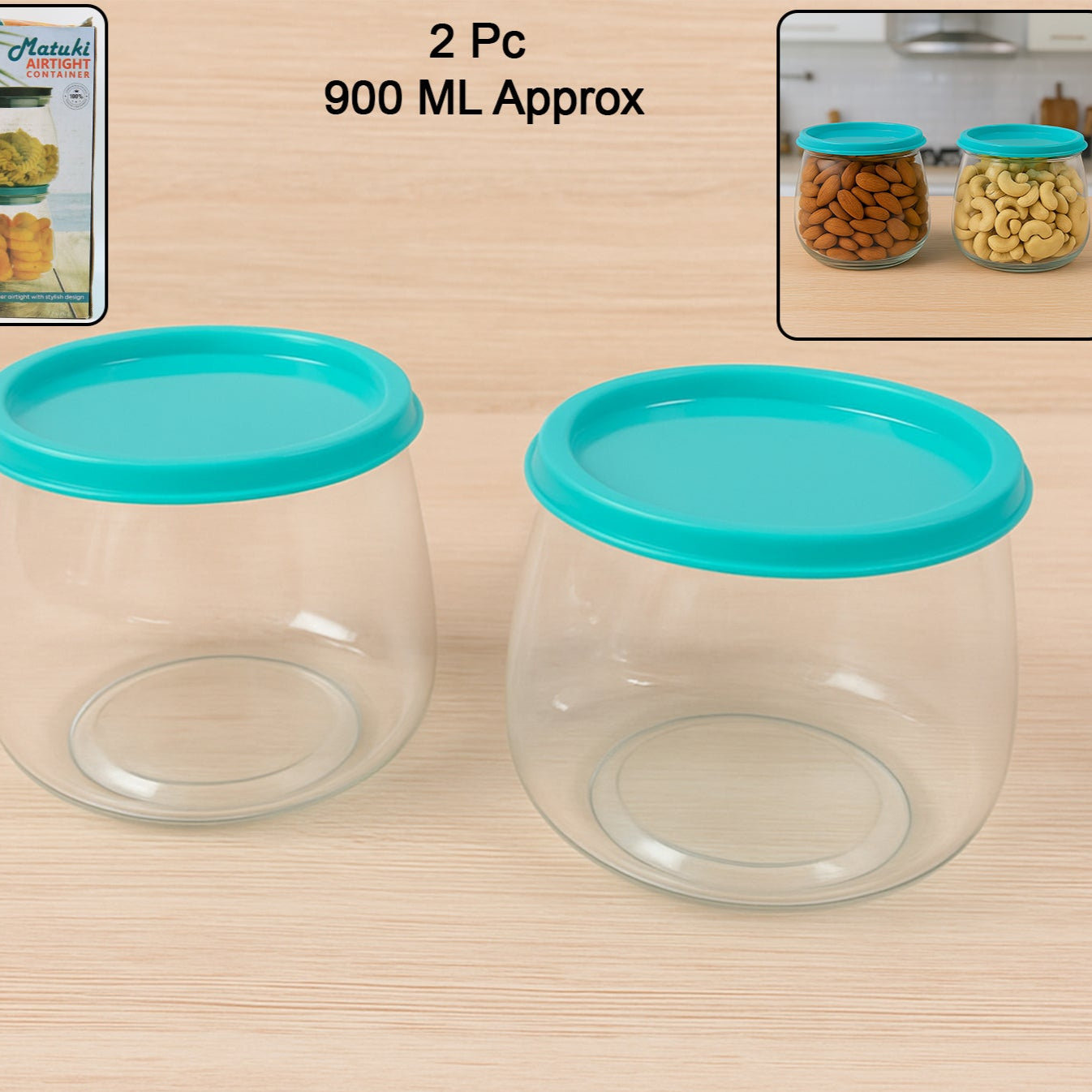 Airtight Storage Containers Set  Approx 900ml (2 Pc) - Happy Price - Image 1