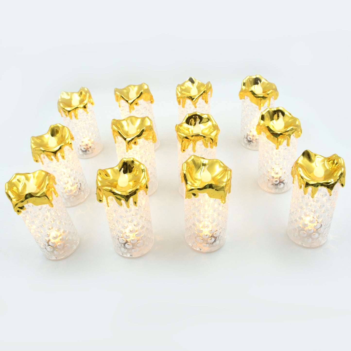 Gold Flameless Candles Led Light Flameless And Smokeless Decorative Candles Led Tea Light Candle Perfect For Gifting Home Diwaliwedding Christmas Crystal Candle Lights Table Decorations (12 Pc Moq) - Happy Price - Image 4