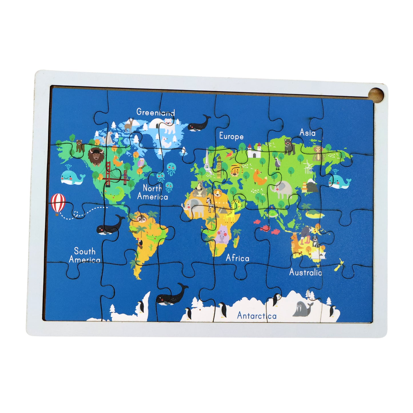 Wooden World Map Puzzle for Kids - Educational Geography Learning Toy (1 Set) - Happy Price - Image 2