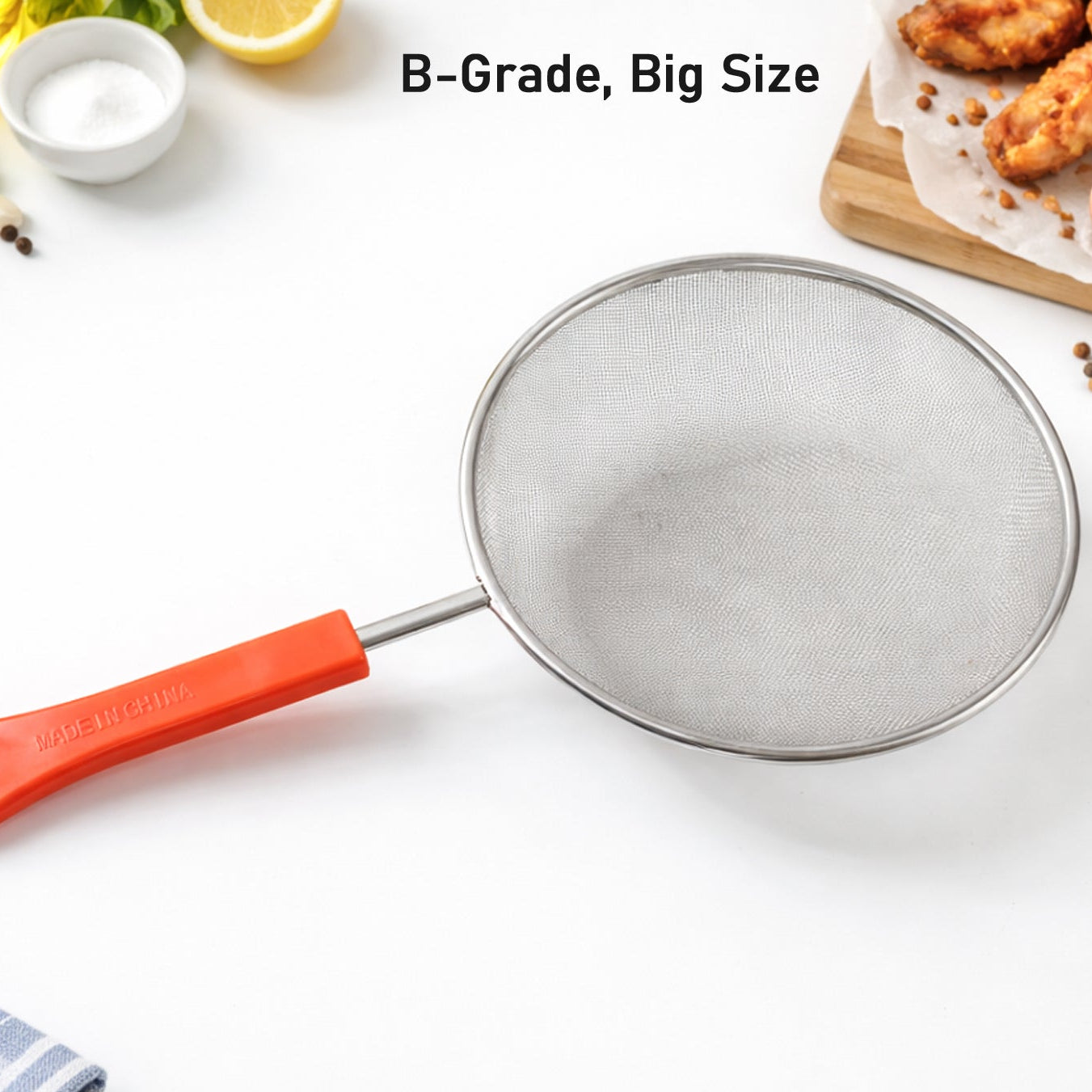 Large Fine Mesh Kitchen Strainer with Sturdy Handle (1 Pc) - Happy Price - Image 1