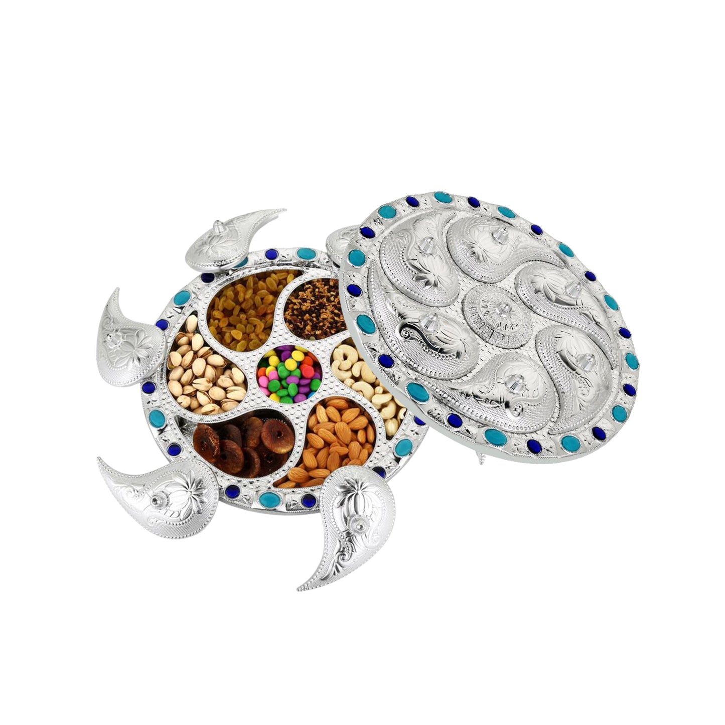 Multipurpose 7 Compartment Dry Fruit Serving Rotating Tray  Candy Chocolate Snacks Storage Box Masala Box - Happy Price - Image 7