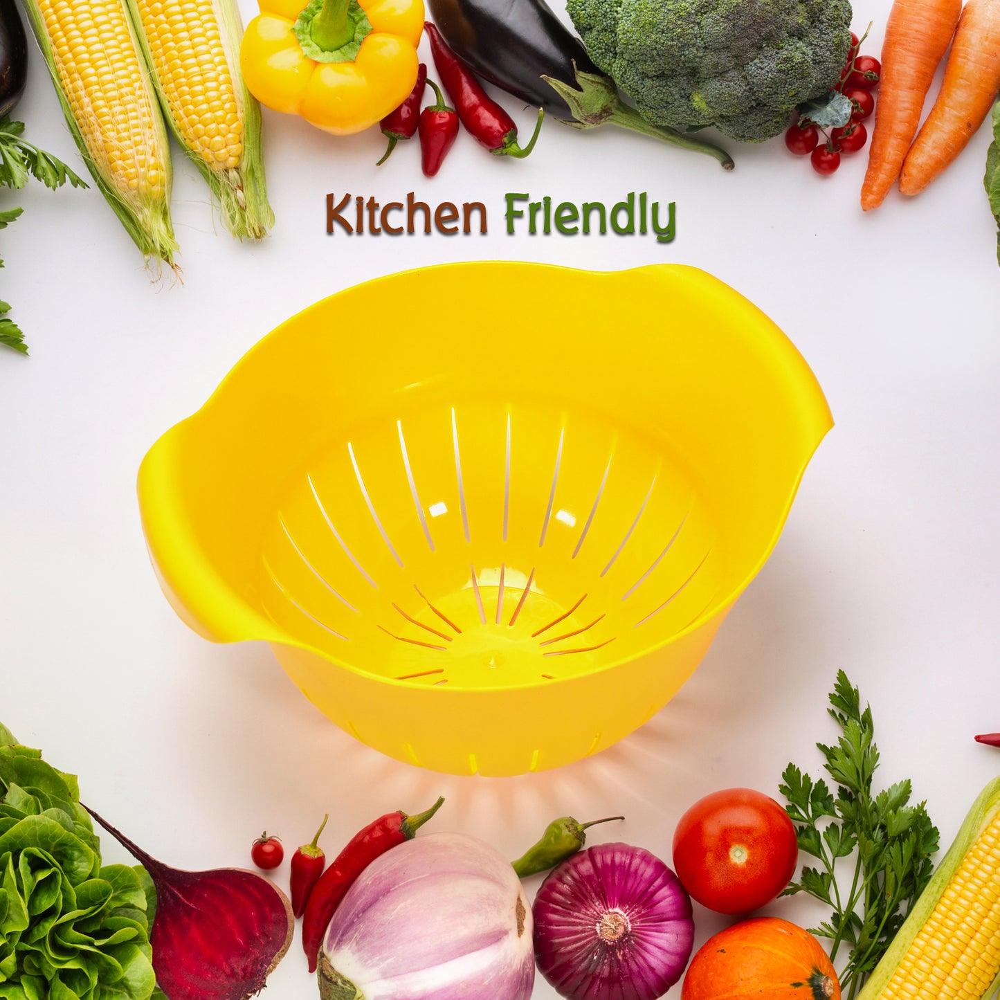 Plastic Washing Bowl with Strainer for Fruits, Vegetables & Pasta - Happy Price - Image 3