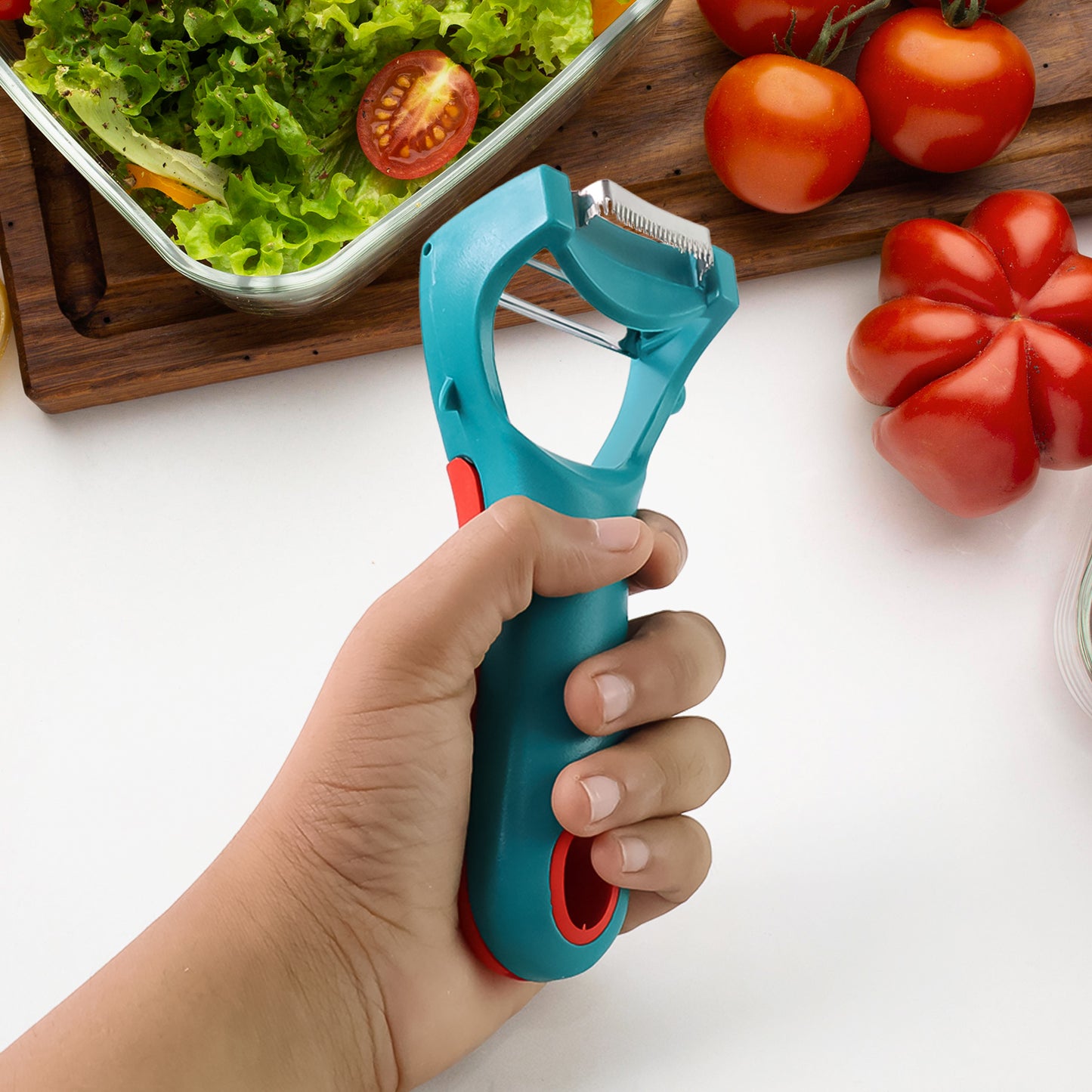 4-in-1 Kitchen Peeler with Stainless Steel Blades & Non-Slip Handle (1 Pc) - Happy Price - Image 3