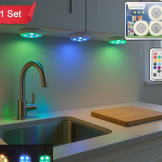 Wireless LED Puck Lights with Remote Control - Multicolor Touch Accent Lights (1 Set) - Happy Price - Image 1