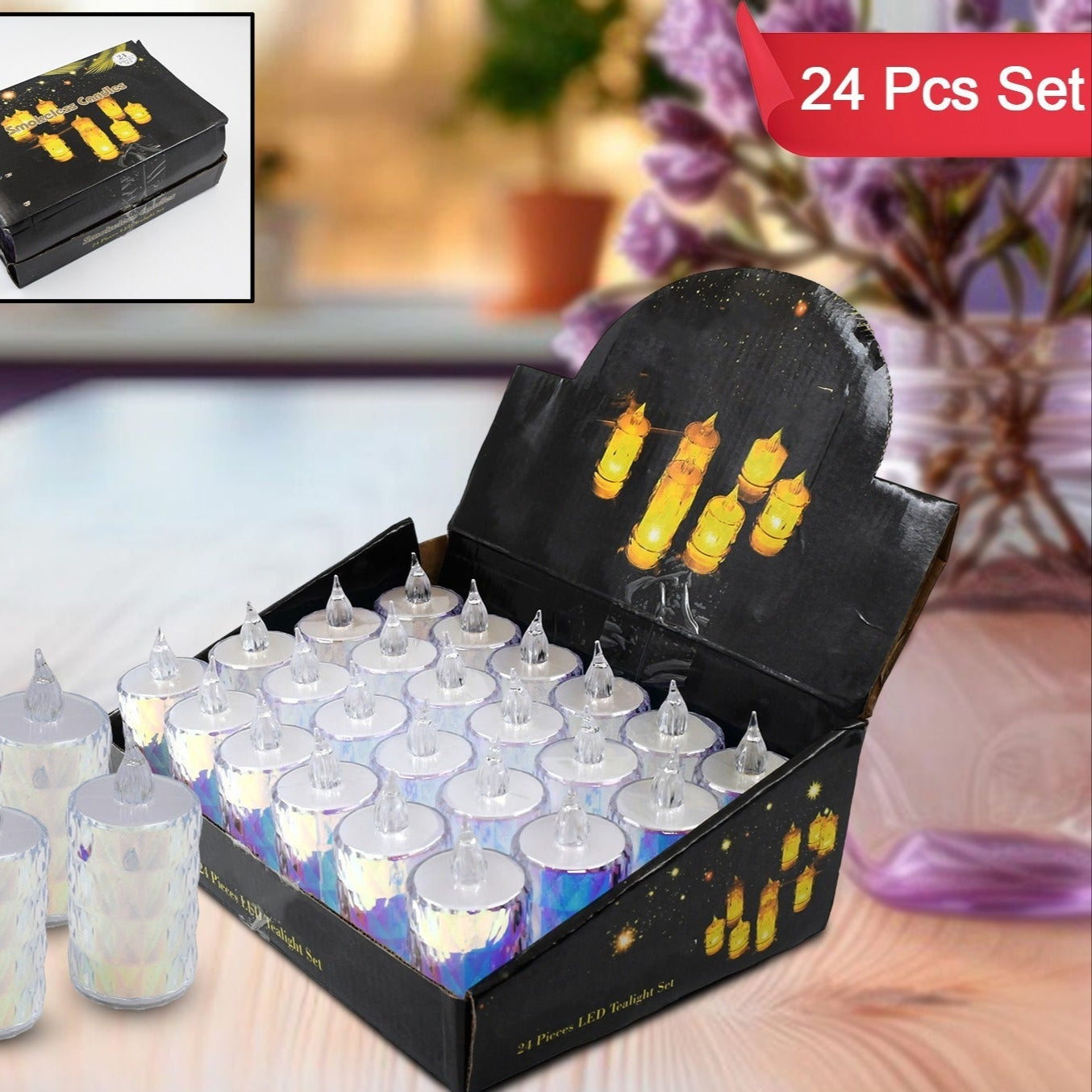 24 Pc Flameless And Smokeless Decorative Melting Candles Led Tea Light - Happy Price - Image 1