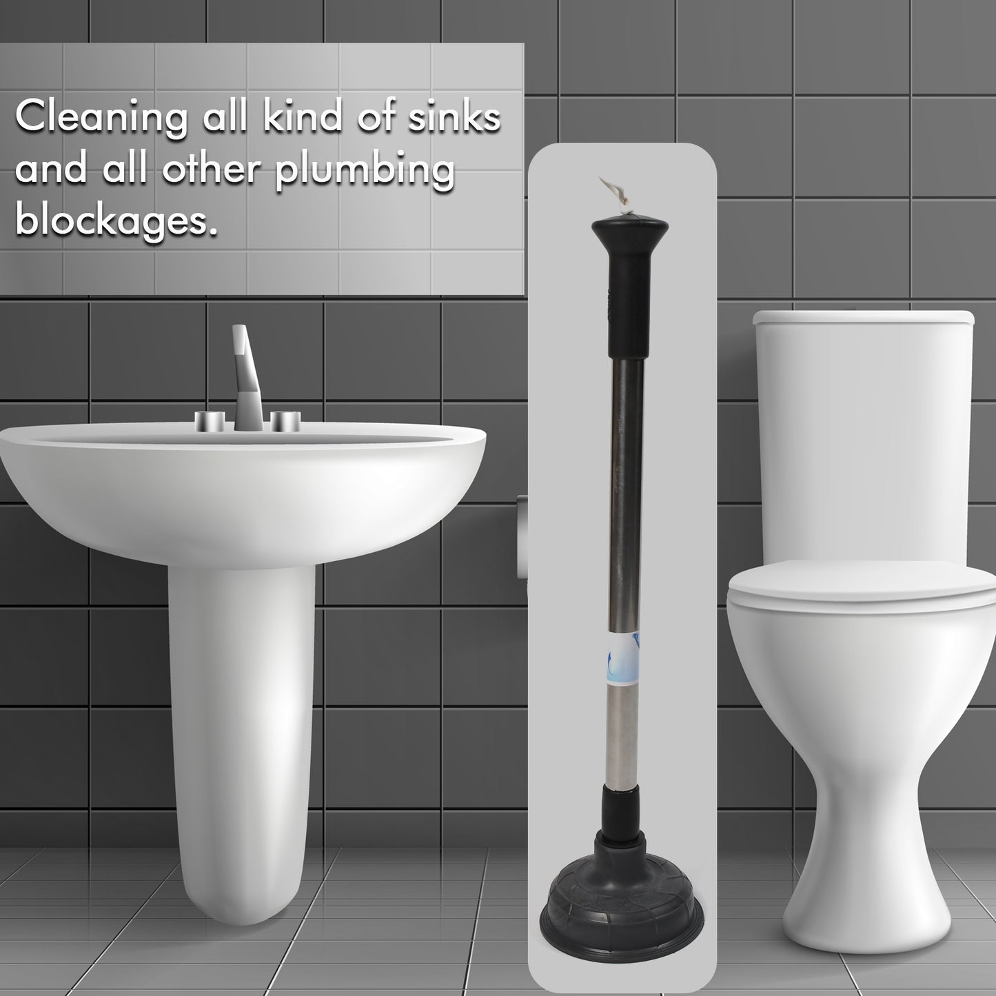 Drain Unblocker Cleaner Sink Plunger Cleaning Pump For Kitchen Sink Toilet Bathroomoilet_plunger_pump - Happy Price - Image 3