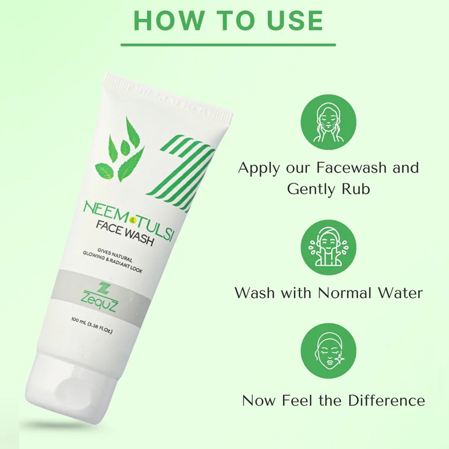 Neem Tulsi Face Wash - 100 ML Gentle Purifying Cleanser - Happy Price - Image 3