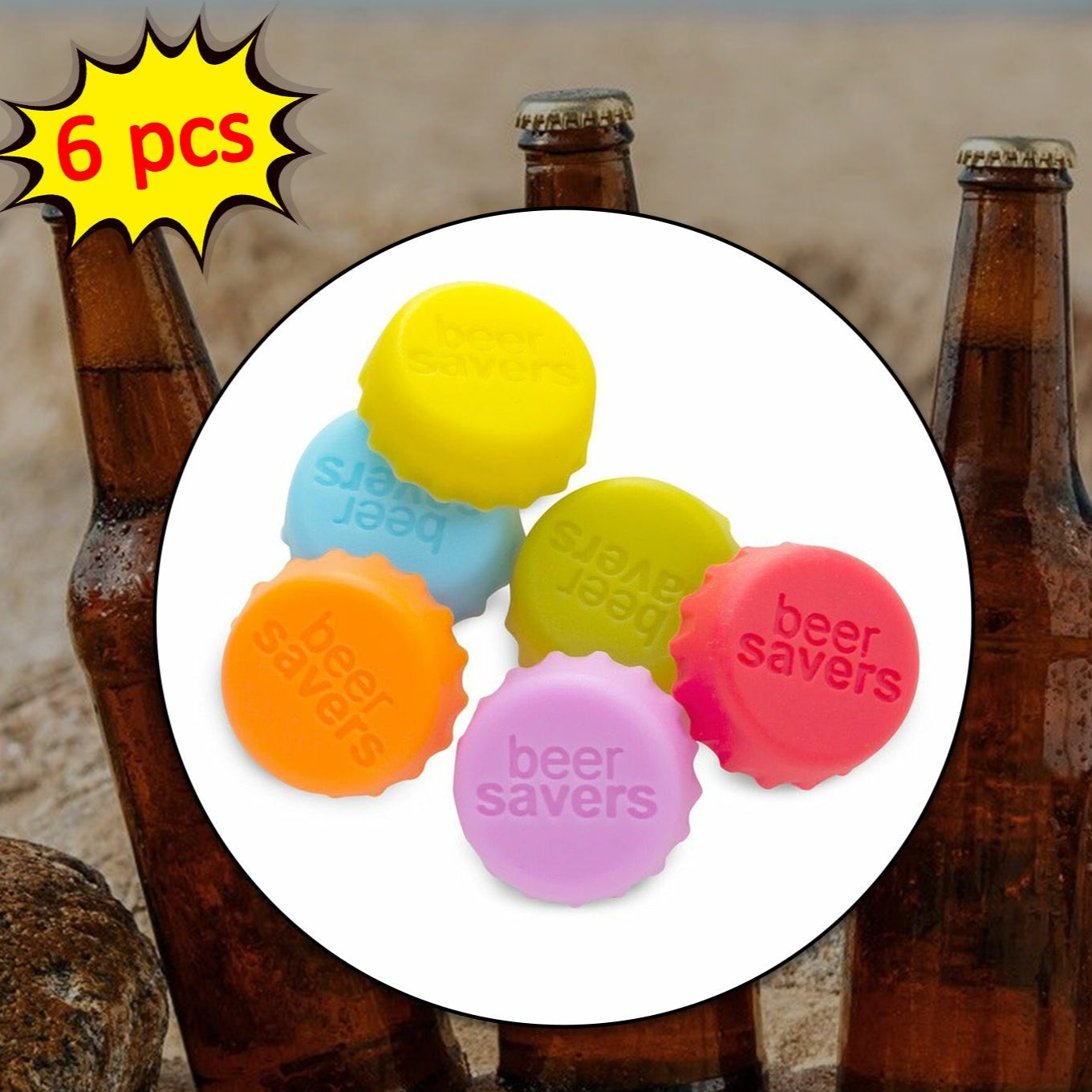 Beer Savers Caps 6pc Used In Soda And Cold-drink Bottles For Covering Bottle Mouth. - Happy Price - Image 1