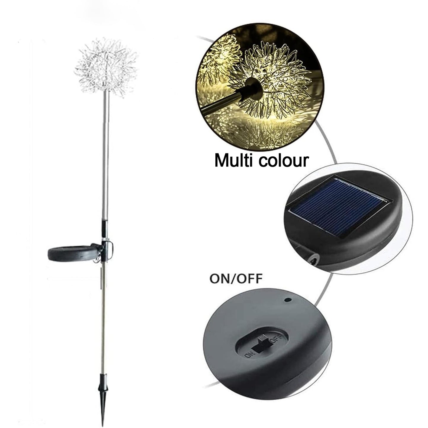 2 Pc Solar Dandelion Garden Lights - Multicolor LED Outdoor Decor - Happy Price - Image 7
