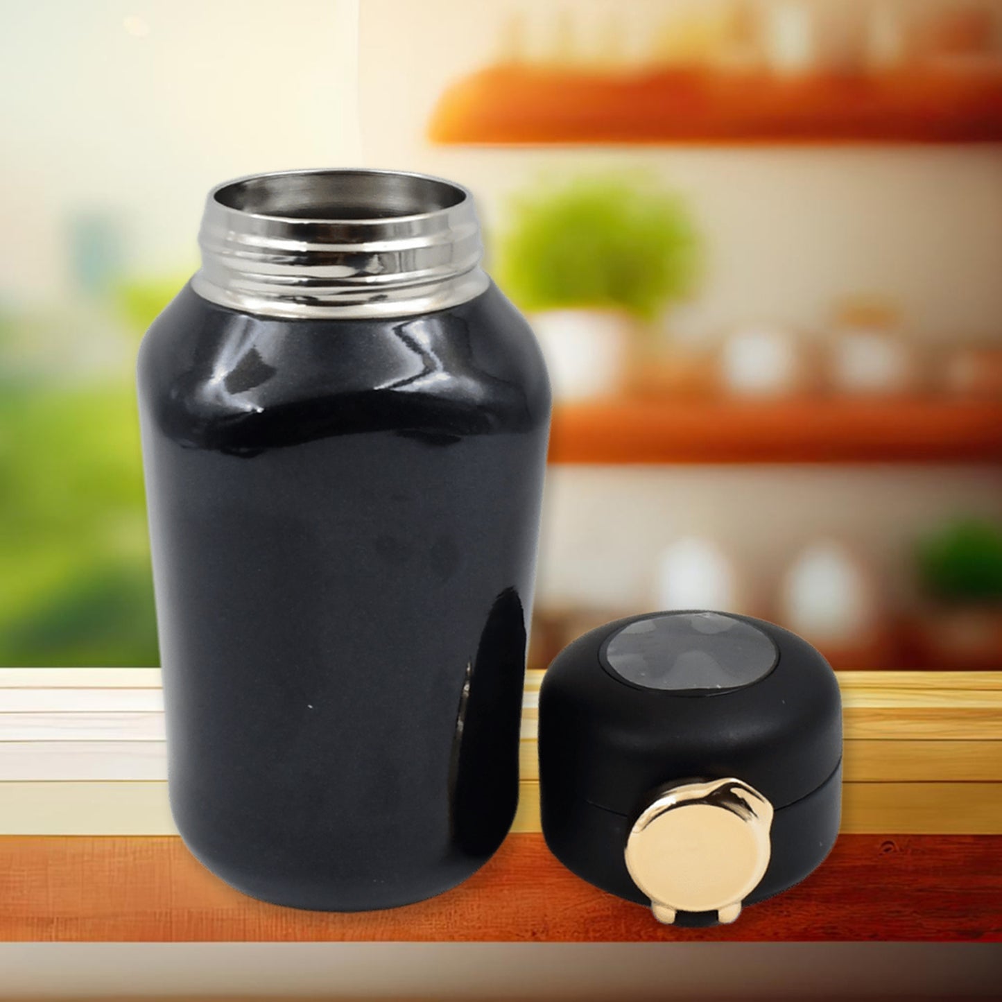 Thermos Steel Bottle Push Button  Fashion Cup Temperature Display Bottle (420 Ml) - Happy Price - Image 5