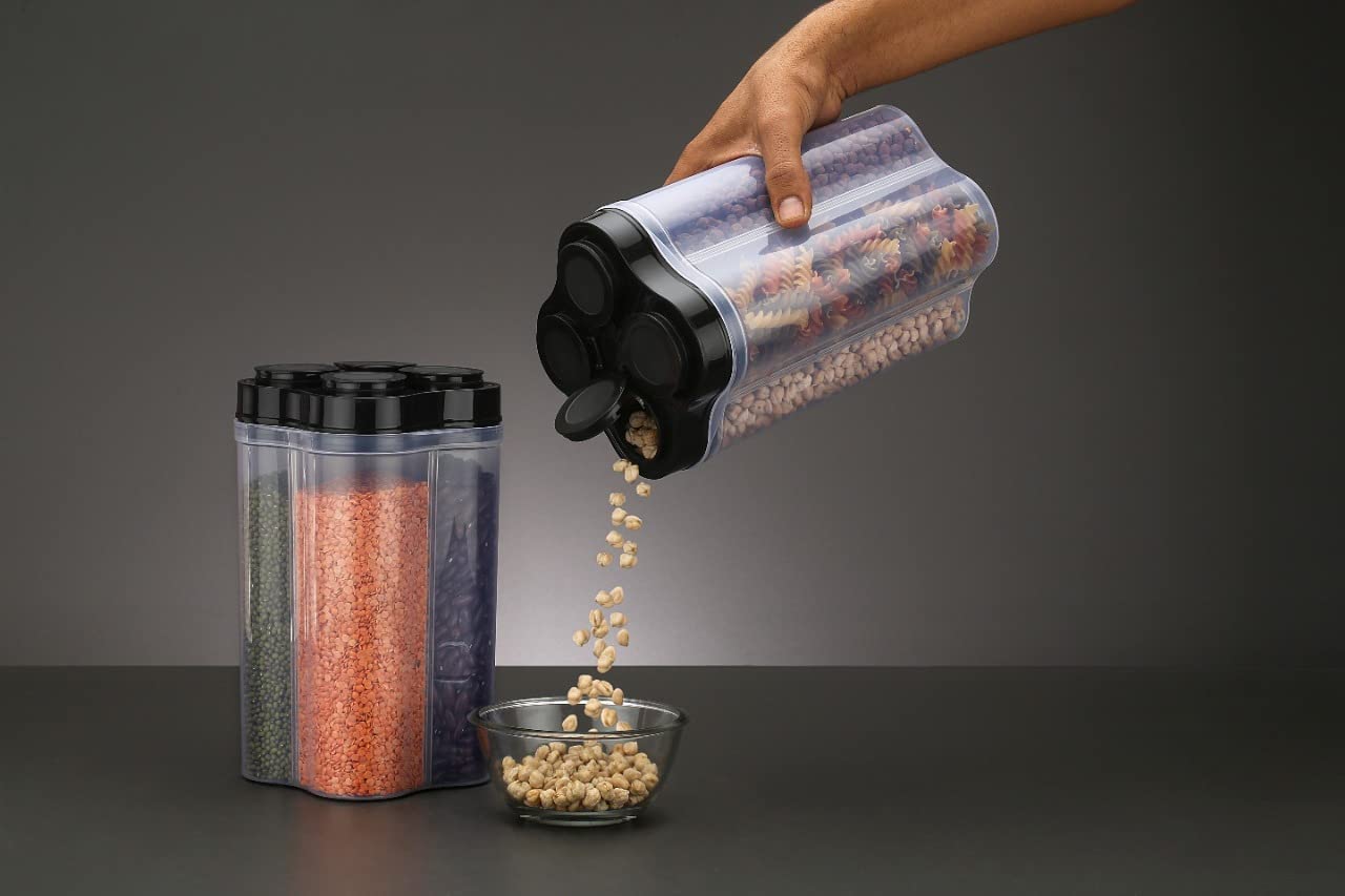 Plastic Lock Food Storage 4 Section Container Jar For Grocery Fridge Container. - Happy Price - Image 5