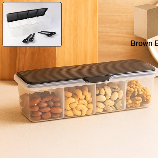 4 Section Airtight Masala Box with Spoons - Kitchen Storage Container Set - Happy Price - Image 1