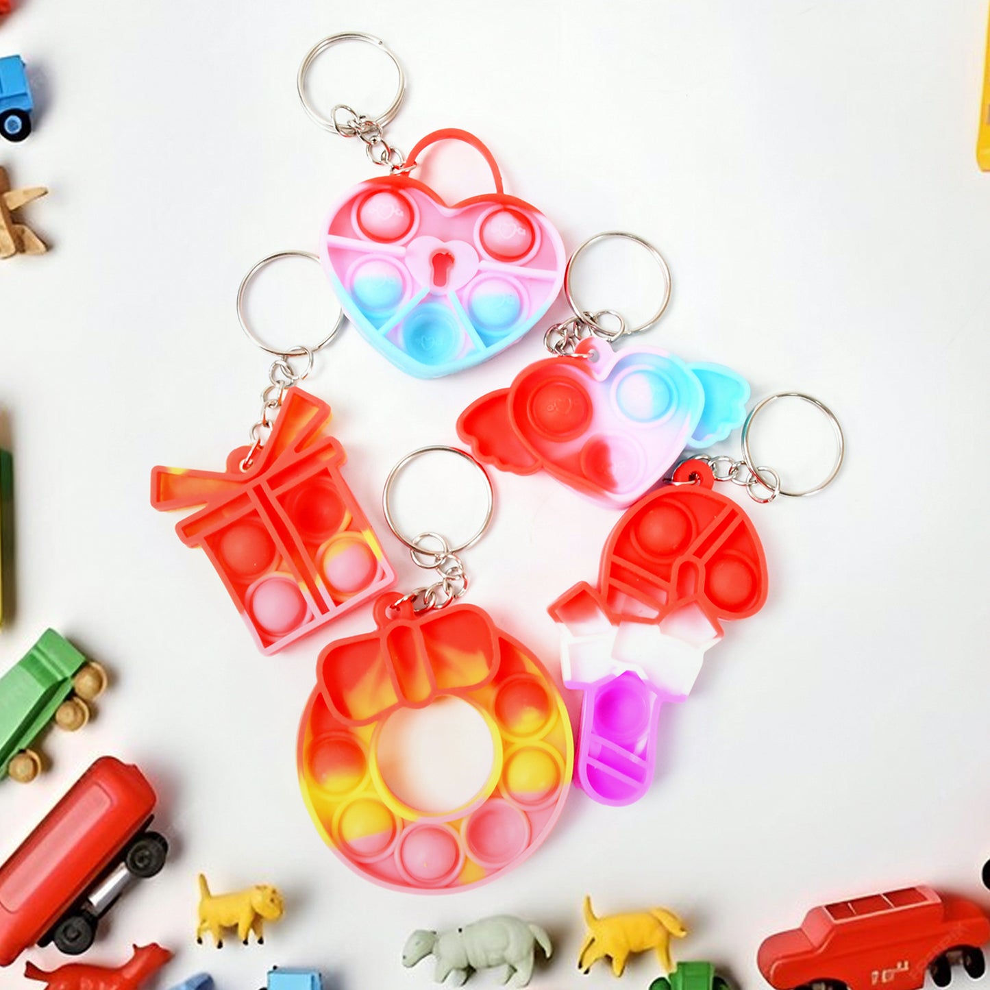 Compact Silicone Pop It Keychain Toy - Birthday Return Gift Of Kids - Portable Bubble Popping Fun Stress Relief Fidget Toy (Mix Design  1 Pc) - Happy Price - Image 6