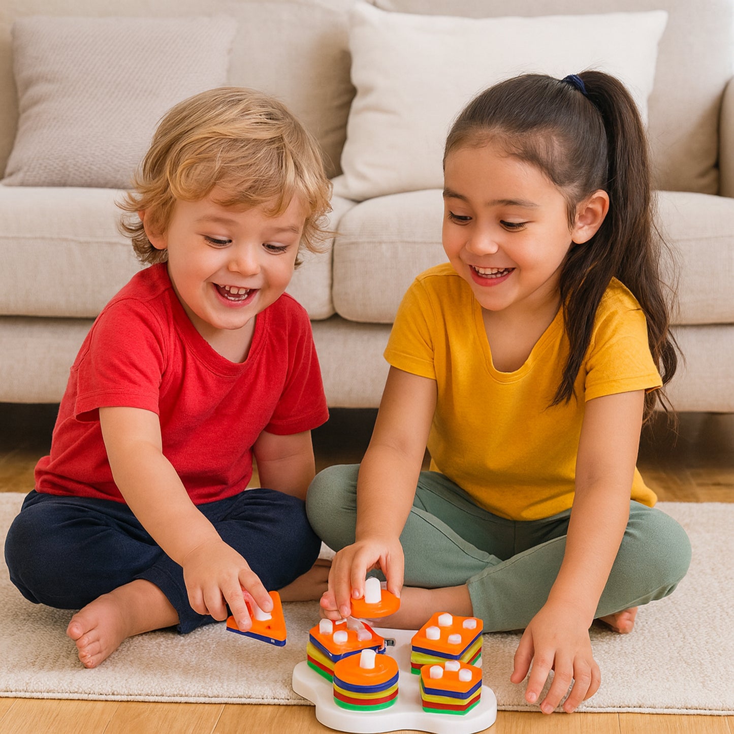 Geometric Shape Stacking and Sorting Toy for Toddlers - Happy Price - Image 6