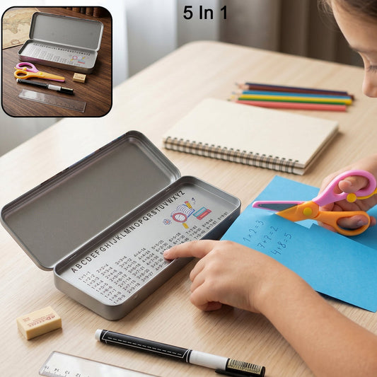 5 In 1 Kids Metal Pencil Box Set (1 Set)