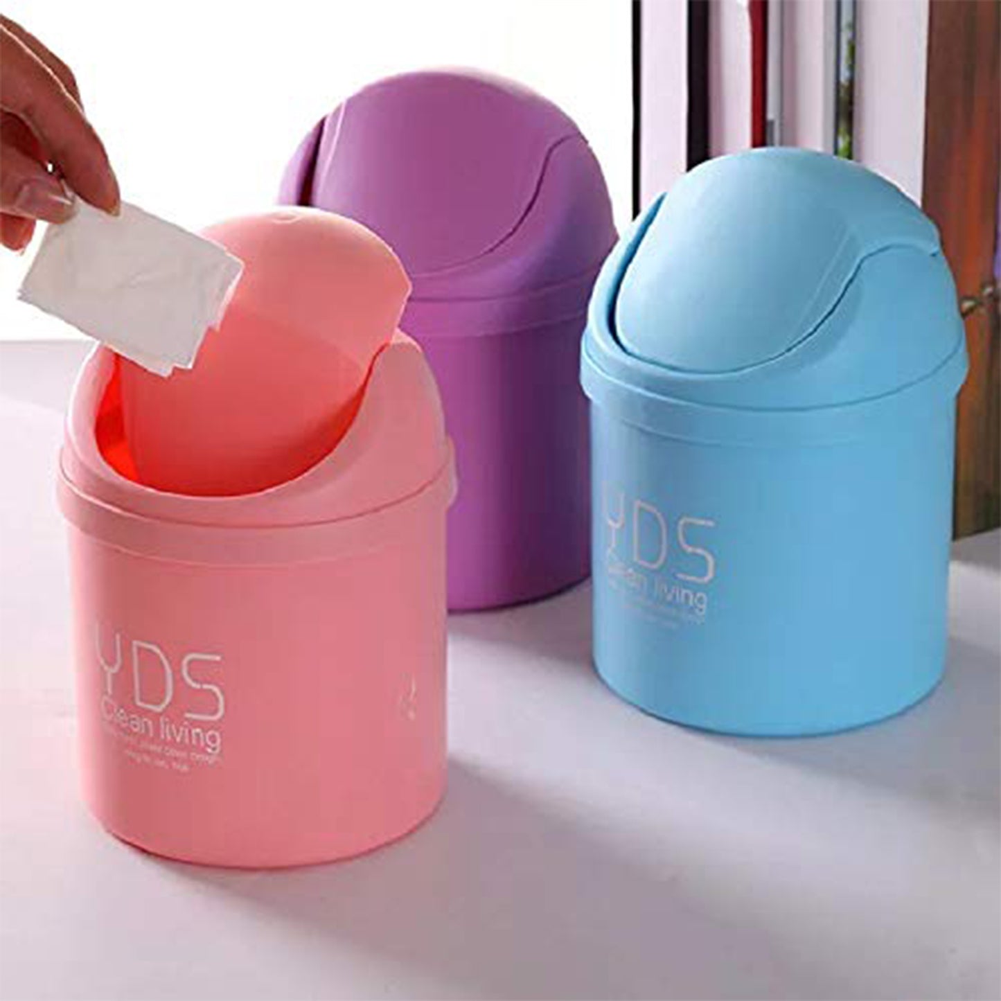Mini Trash Can With Lid Small Tiny Trash Bin (18x13 Cm  1 Pc) - Happy Price - Image 3