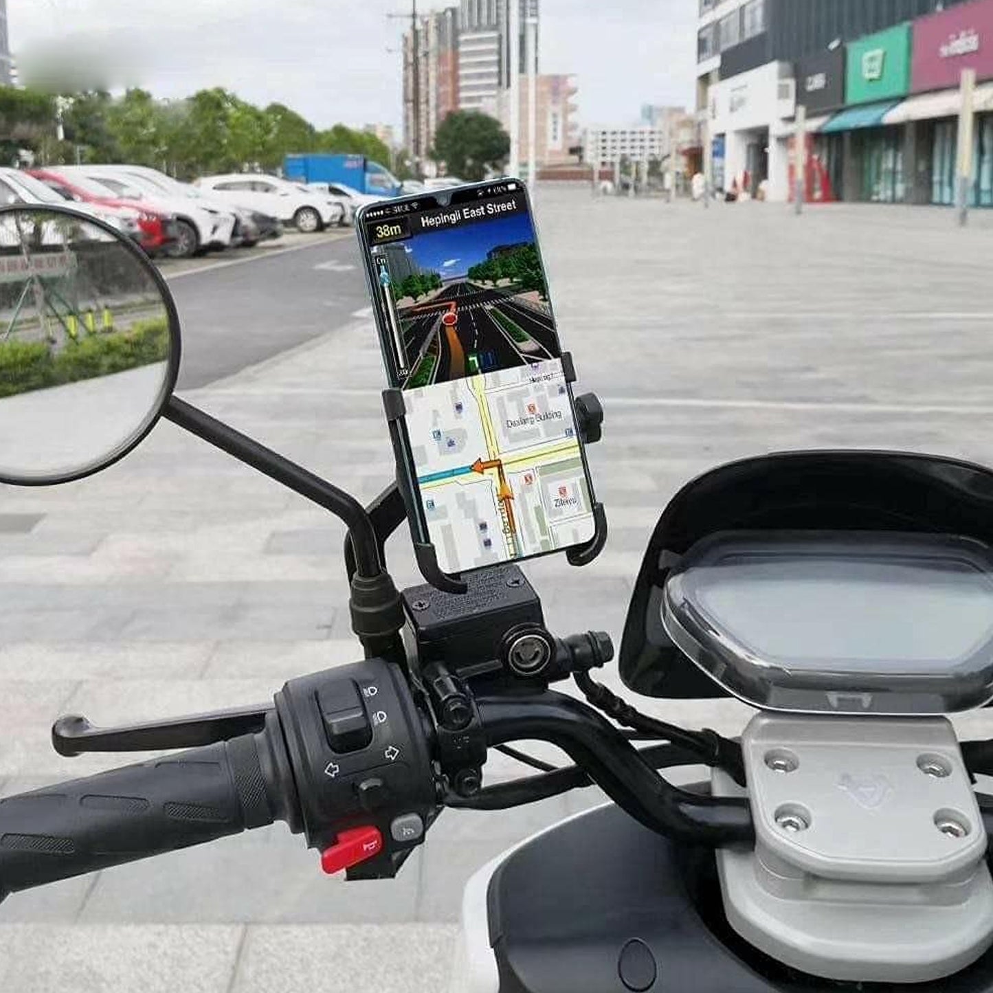 Mobile Phone Holder With Easy Adjustable Rear View Mirror Mount Solid Metal Cradle Stand Suitable For Bike  Mobile Phones - Happy Price - Image 7