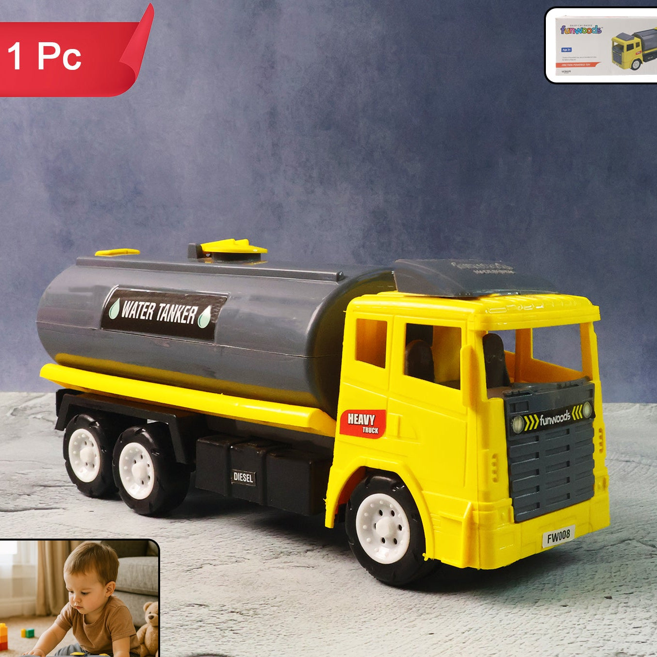 Funwoods Water Tanker Toy Truck - 1 Pc - Happy Price - Image 1