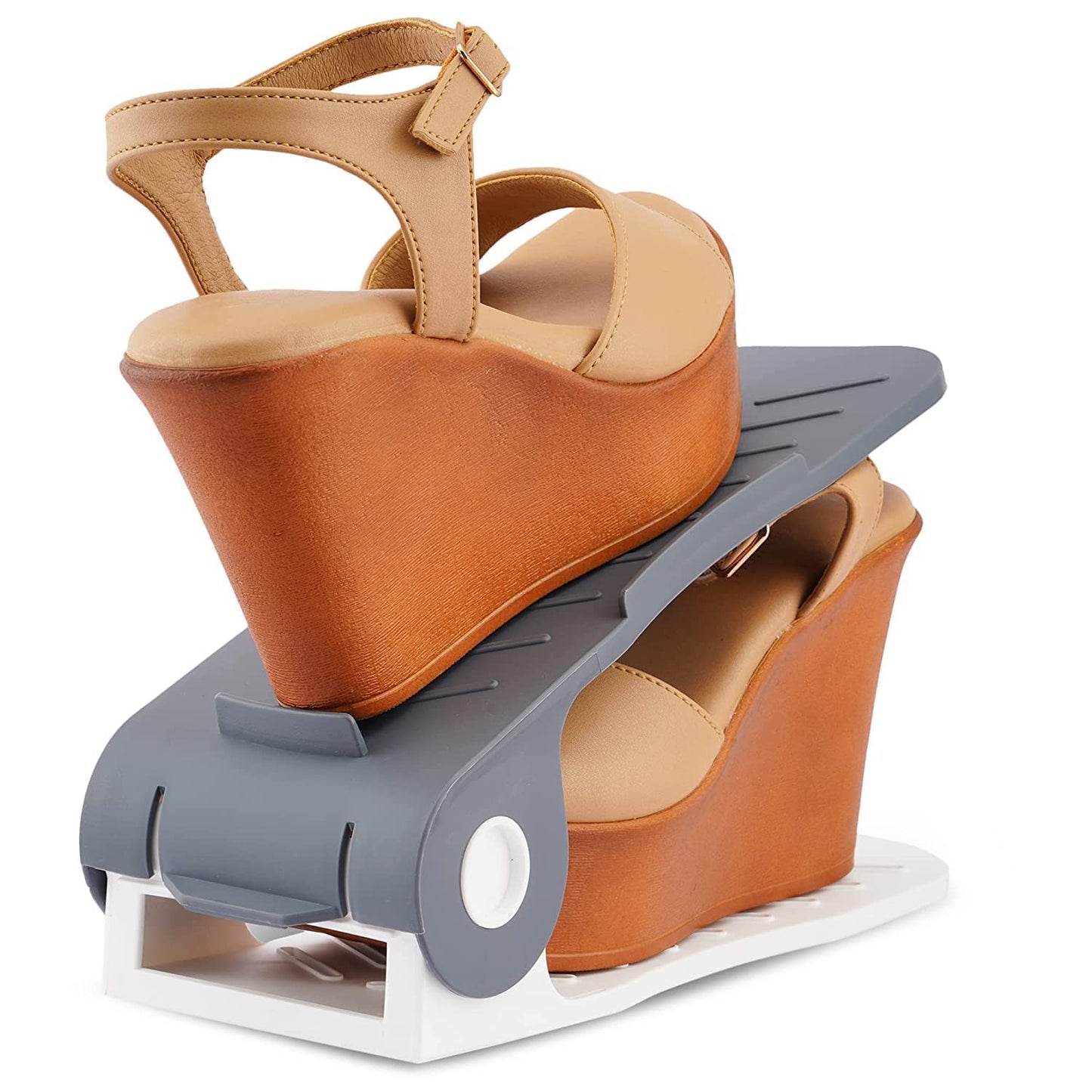 Adjustable Plastic Shoe Organizers Adjustable Shoe Slots Organizer Portable Shoe Rack Space Saver Rack Holder Adjustable Shoe Rack Shoe Holder (1 Pc) - Happy Price - Image 3