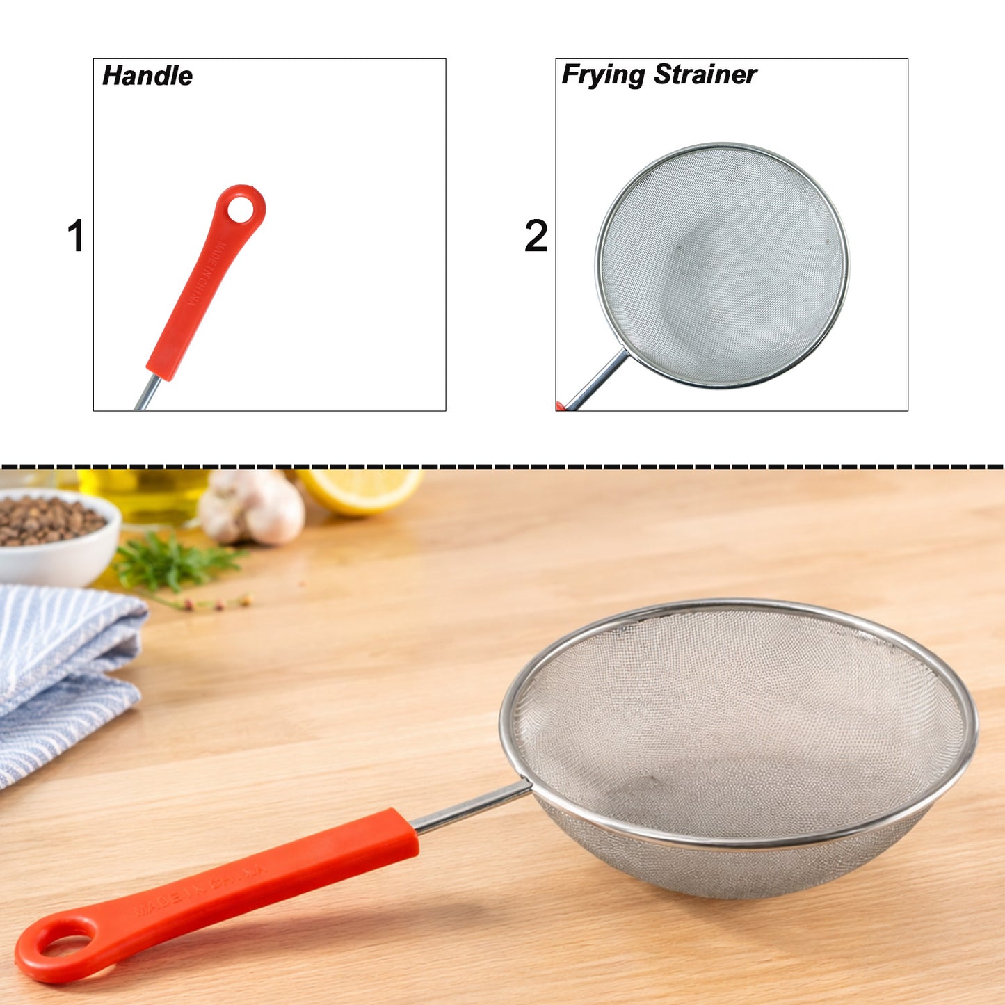 Medium Fine Mesh Kitchen Strainer with Handle (1 Pc) - Happy Price - Image 6