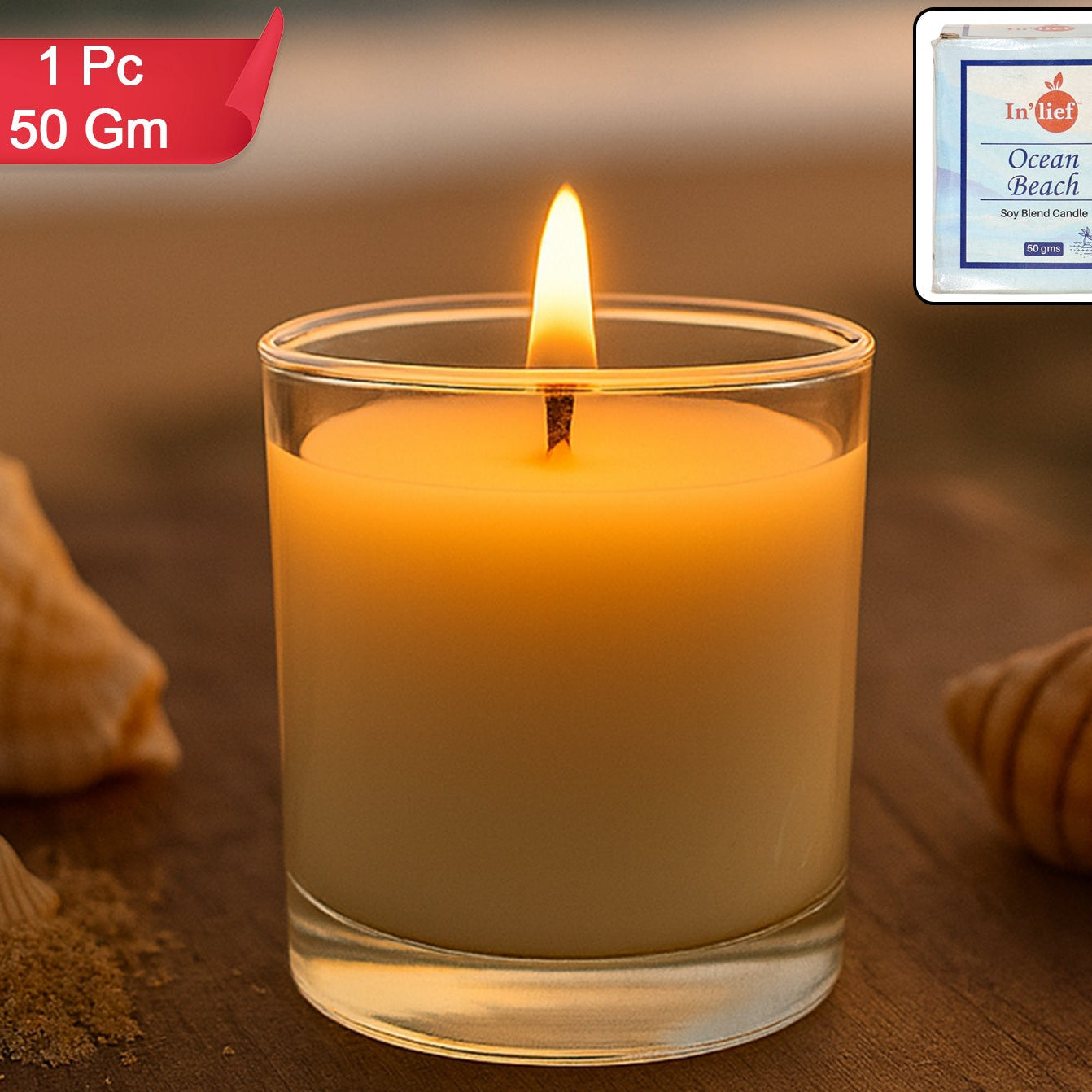 Ocean Beach Scented Votive Jar Candle - 1 Pc, 50 Gm - Happy Price - Image 1