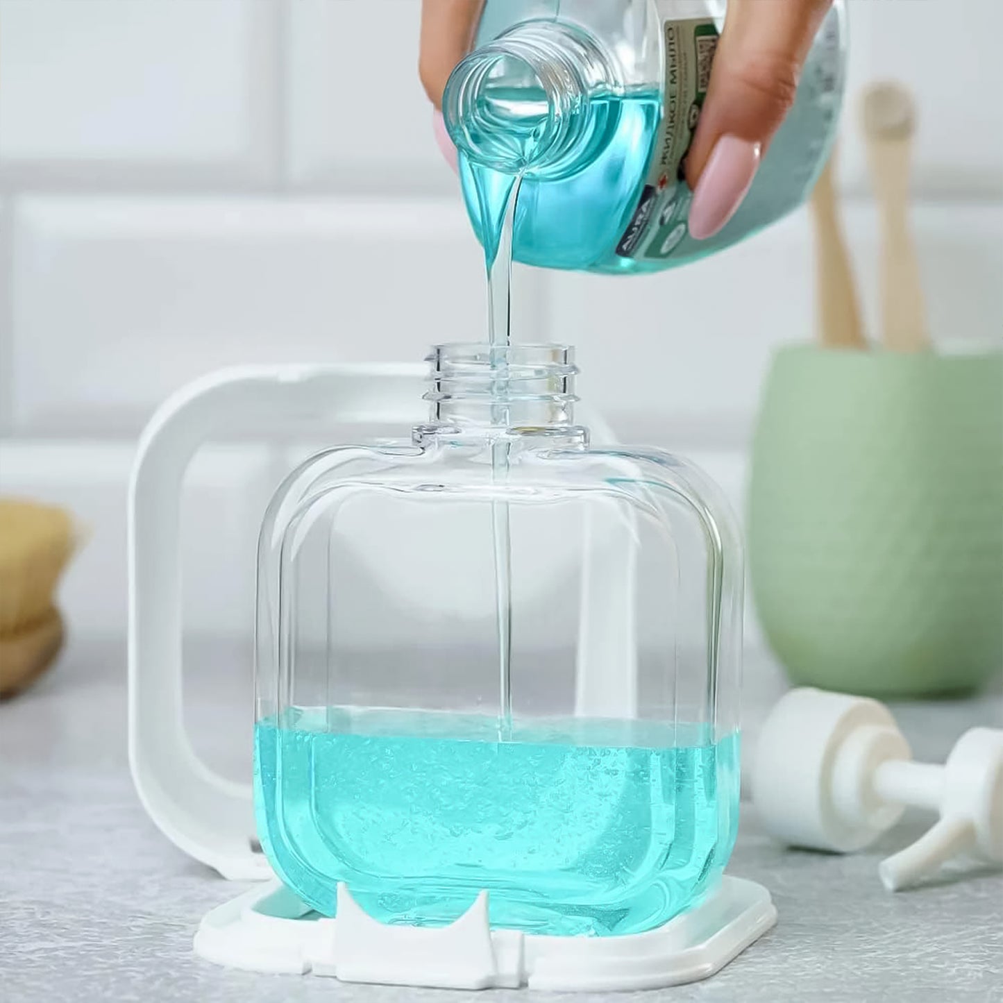 Snap Sink Dispenser Plastic Clear Empty Pump Lotion Bottles (1 Set) - Happy Price - Image 4