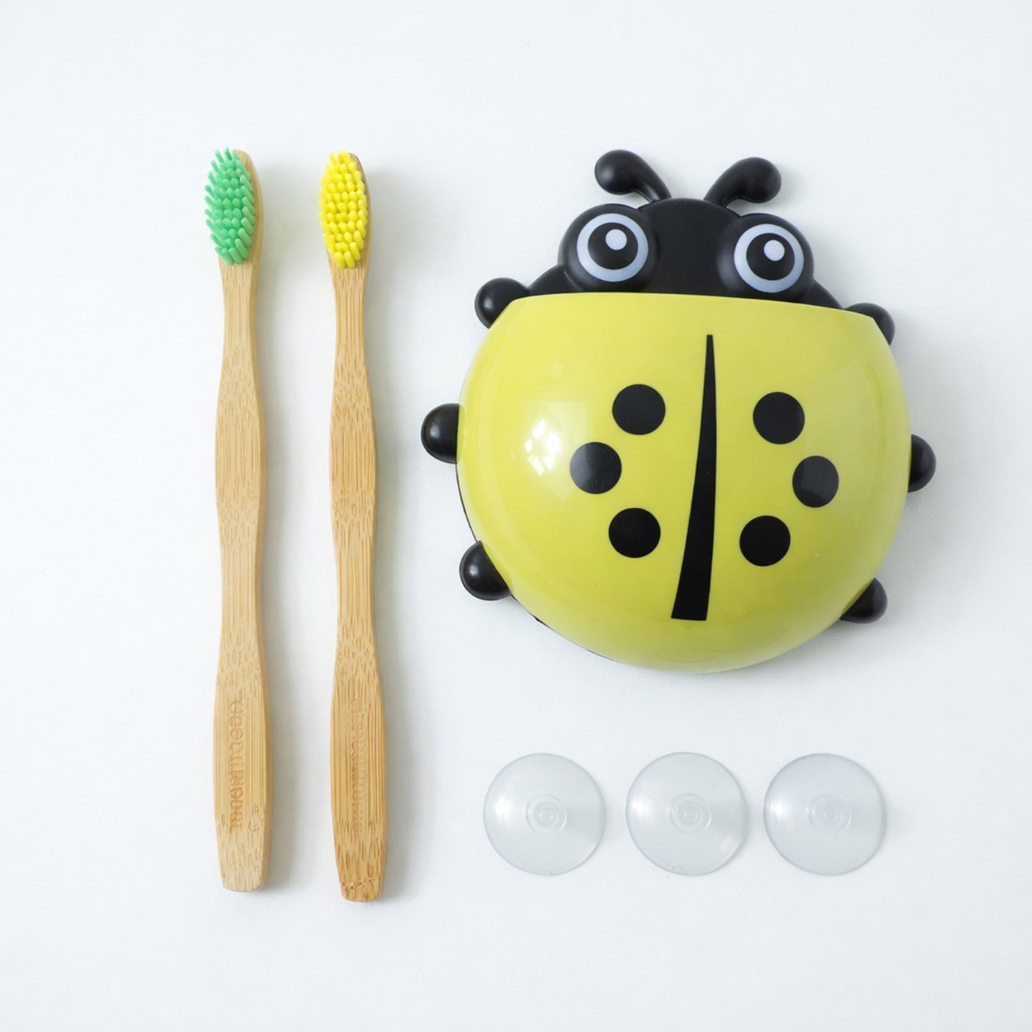 Cute Ladybug Toothbrush Holder with Bamboo Toothbrushes - Wall Mount Organizer - Happy Price - Image 4