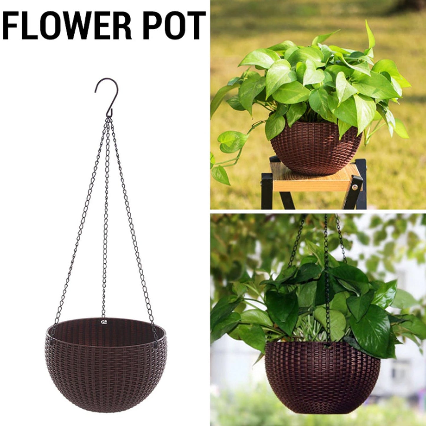 Plastic Hanging Planter with Chain (6 Pc Set) - Happy Price - Image 5