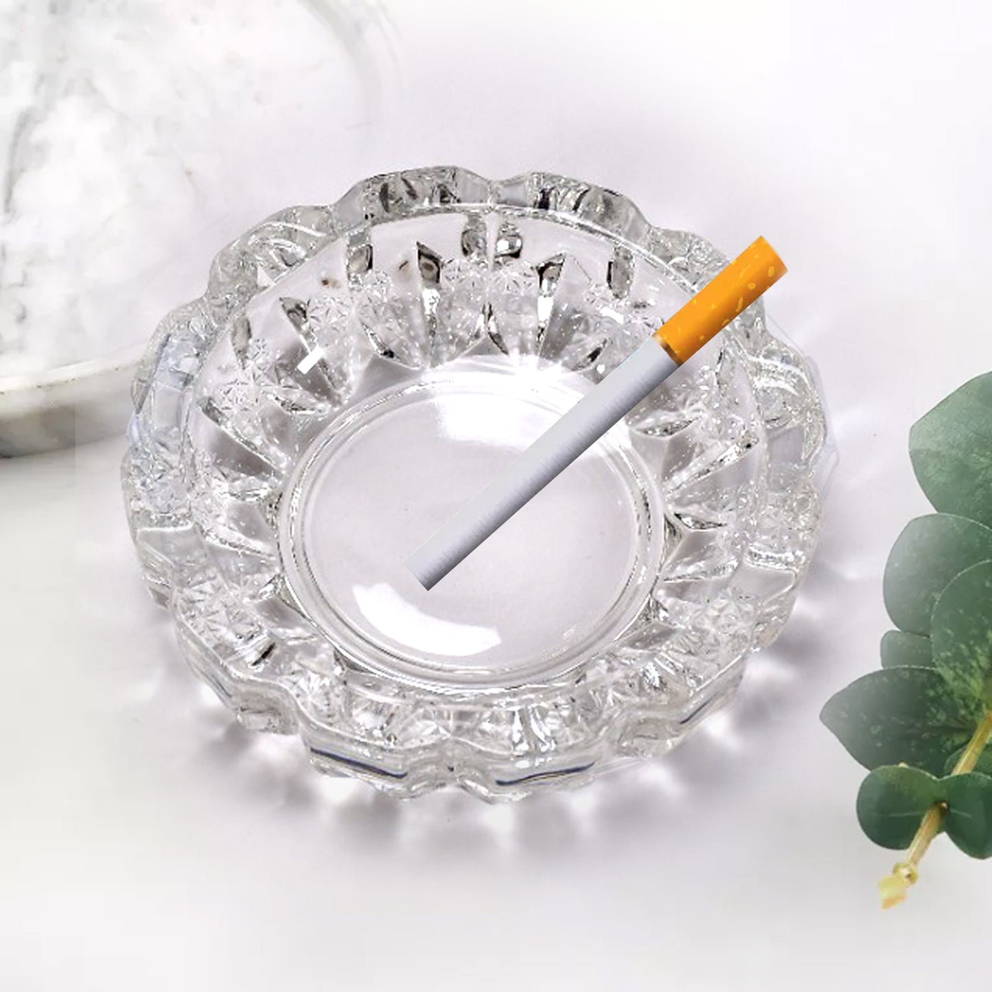 Paricutin Glass Crystal Quality Cigar Cigarette Ashtray Round Tabletop For Home Office Indoor Outdoor Home Decor - Happy Price - Image 5