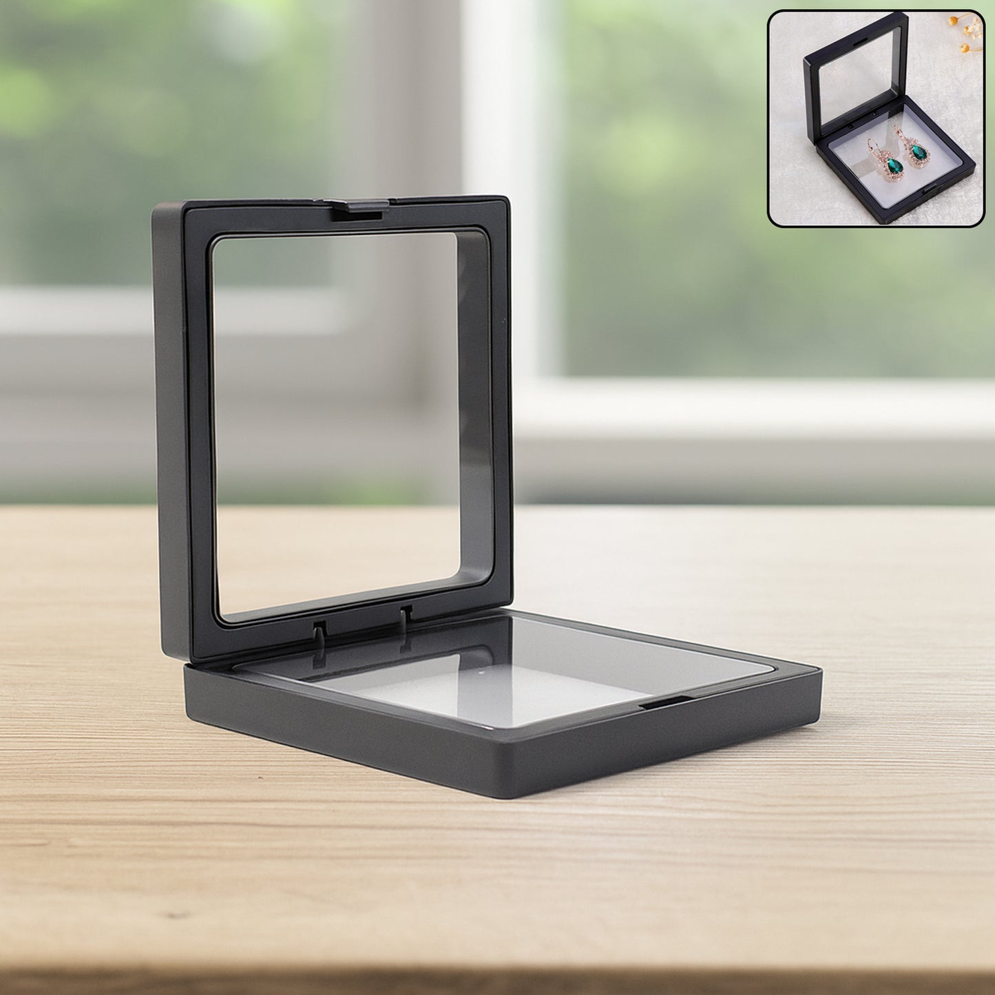 Transparent Jewellery Display Box 9x9 cm (1 Pc) - Magnetic Floating Frame for Rings & Collectibles - Happy Price - Image 2