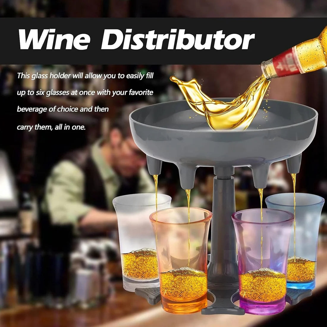 6 Shot Drink Dispenser with Tray and Glasses - Happy Price - Image 4