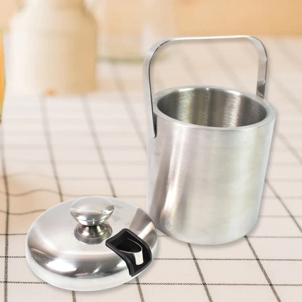 Stainless Steel Ice Bucket with Lid - 1.3 Liters - Happy Price - Image 2