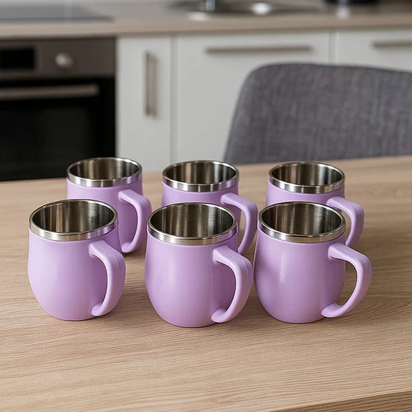 Apex Chit-Chat 6 Pc Double Wall Stainless Steel Mug Set, 200ml Each - Happy Price - Image 4