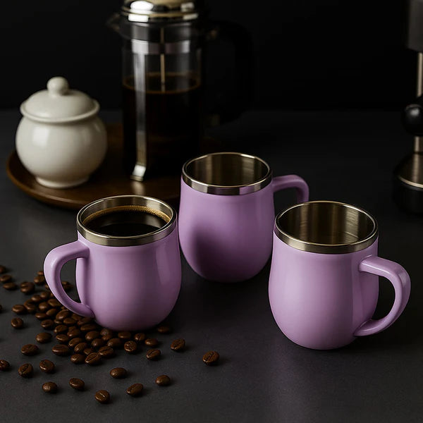 Apex Chit-Chat 6 Pc Double Wall Stainless Steel Mug Set, 200ml Each - Happy Price - Image 5