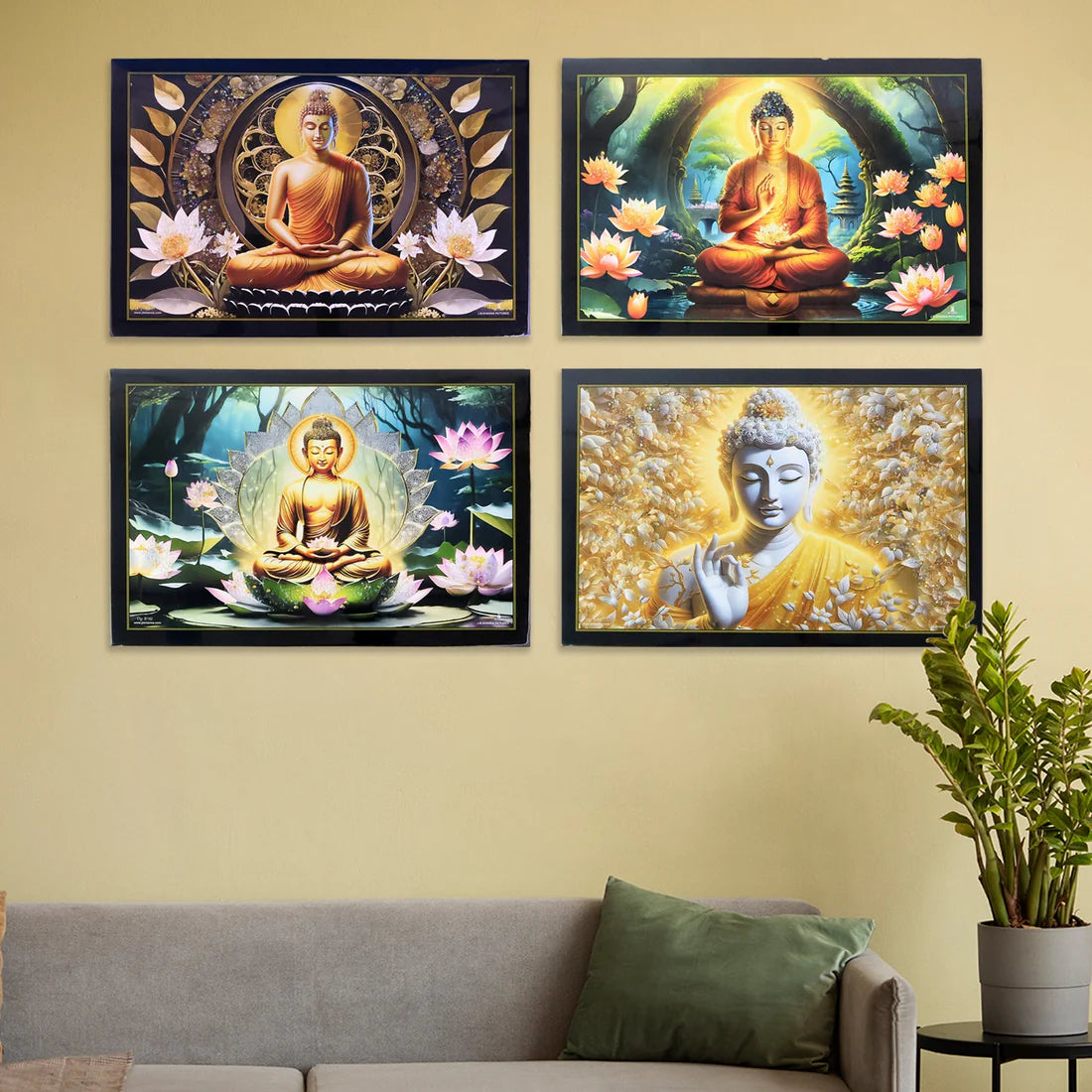 Lord Buddha Wooden Framed Wall Art - 45x30 Cm (1 Pc) - Happy Price - Image 3