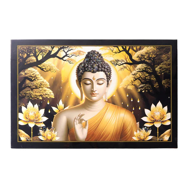Lord Buddha Wooden Framed Wall Art - 45x30 Cm (1 Pc) - Happy Price - Image 5