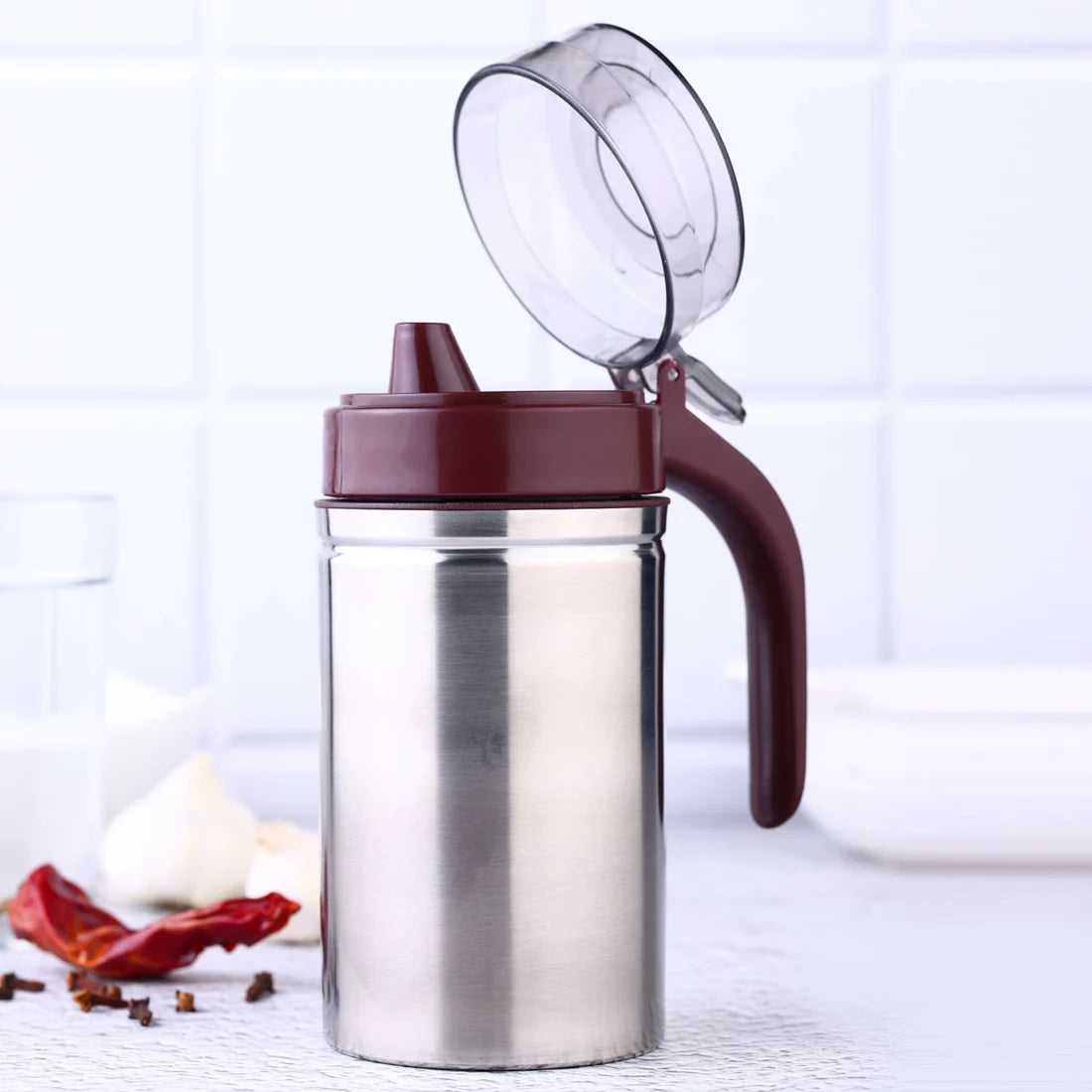 Stainless Steel Oil Dispenser, 500ml Oil Container with Precision Nozzle - Happy Price - Image 3