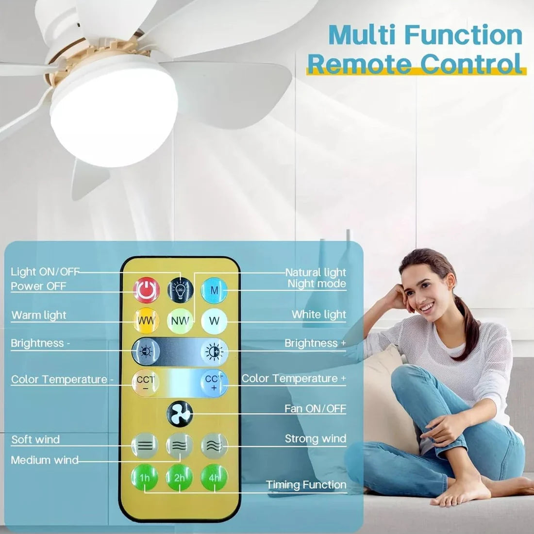 40W LED Ceiling Fan with Remote Control - Happy Price - Image 5