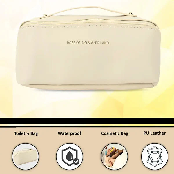 Travel Toiletry Organizer Pouch - Waterproof Cosmetic Bag with Zipper & Handle (1 Pc, Mix Color) - Happy Price - Image 2