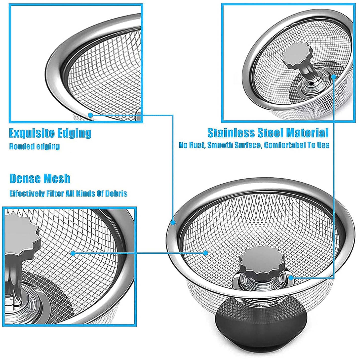 Stainless Steel Sink Strainer Basket Strainer Kitchen Sink Strainer (1 Pc) - Happy Price - Image 4