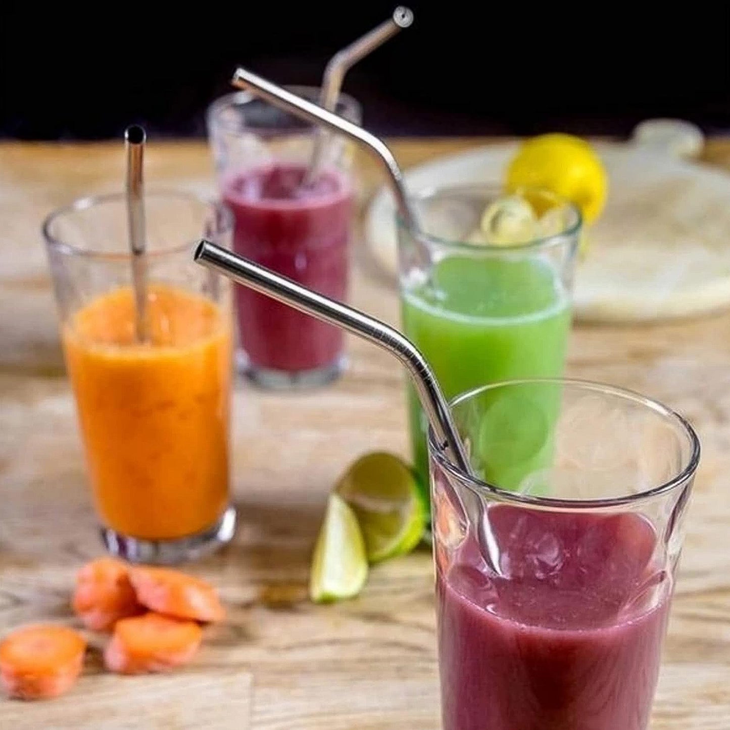 Set Of 4 Stainless Steel Straws  Brush (2 Straight Straws 2 Bent Straws 1 Brush) - Happy Price - Image 4