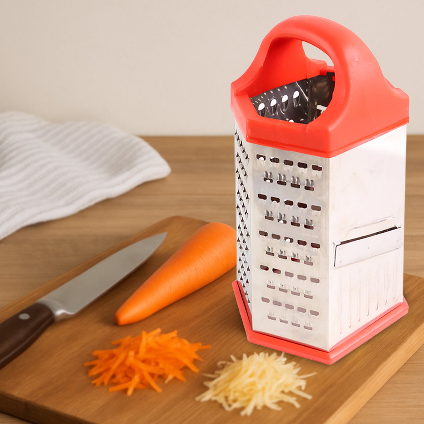 7-in-1 Stainless Steel Box Grater with Handle - Multi-Purpose Kitchen Tool (1 Pc) - Happy Price - Image 5