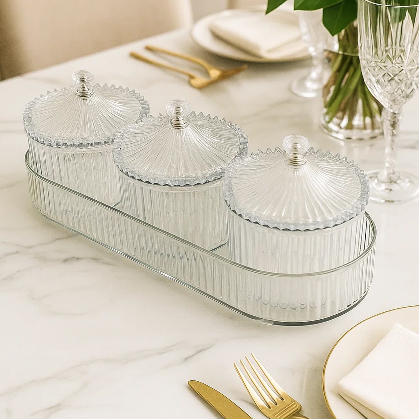 3 Piece Dry Fruit & Snack Storage Set with Tray - Happy Price - Image 5