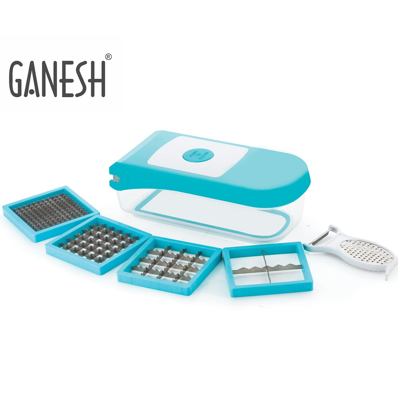 Ganesh 7 In 1 Plastic Vegetable Dicer Blue - Happy Price - Image 1