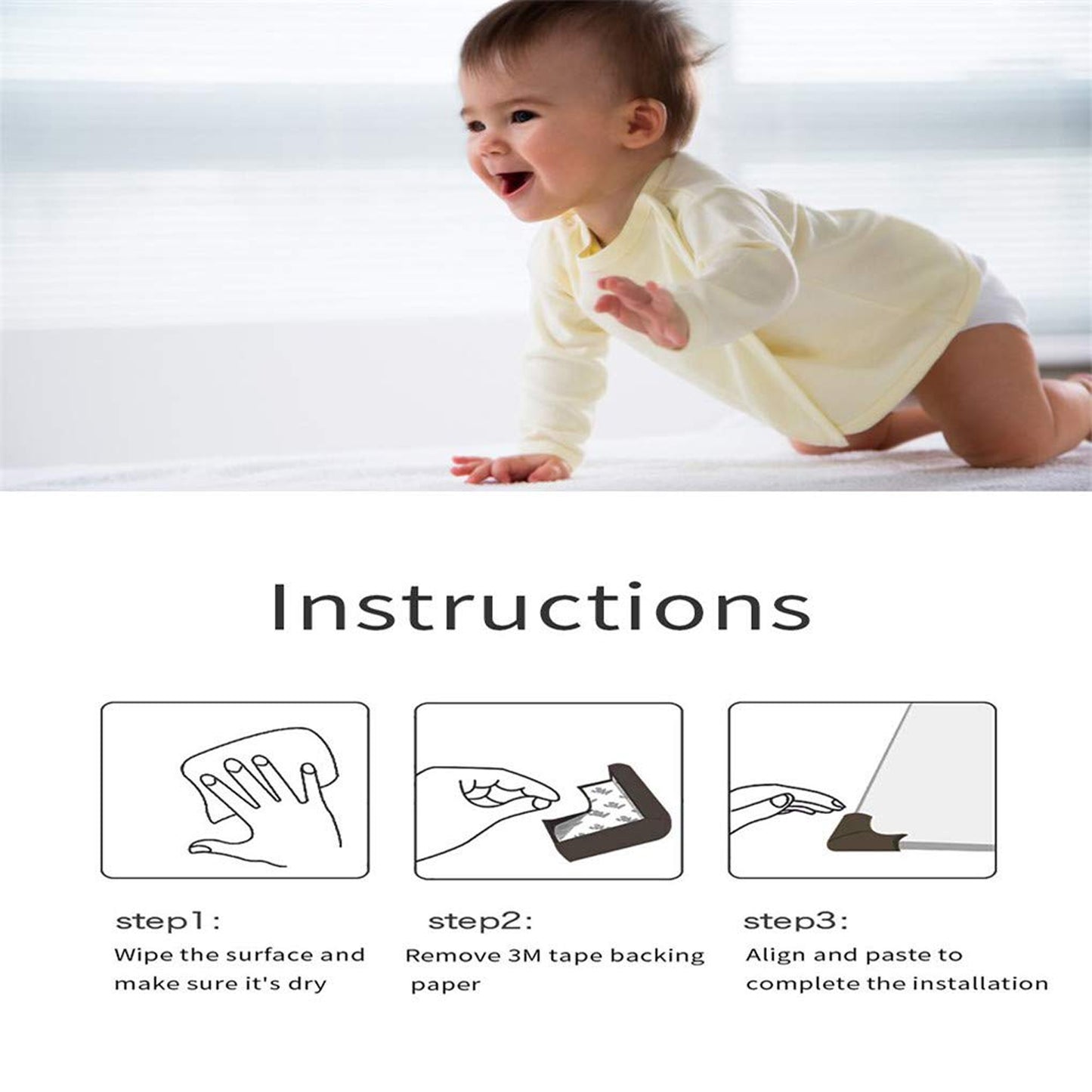 4 Pc Soft Foam Furniture Corner Guards with Adhesive Tape - Happy Price - Image 5