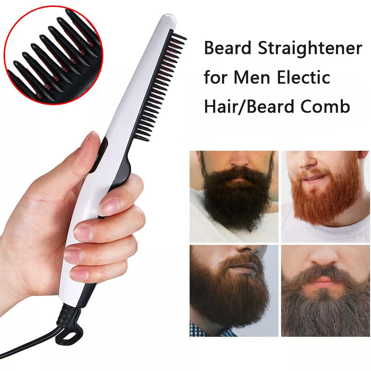 Electric Hair Styling Comb for Men & Women - Portable Beard Straightener (1 Pc) - Happy Price - Image 3