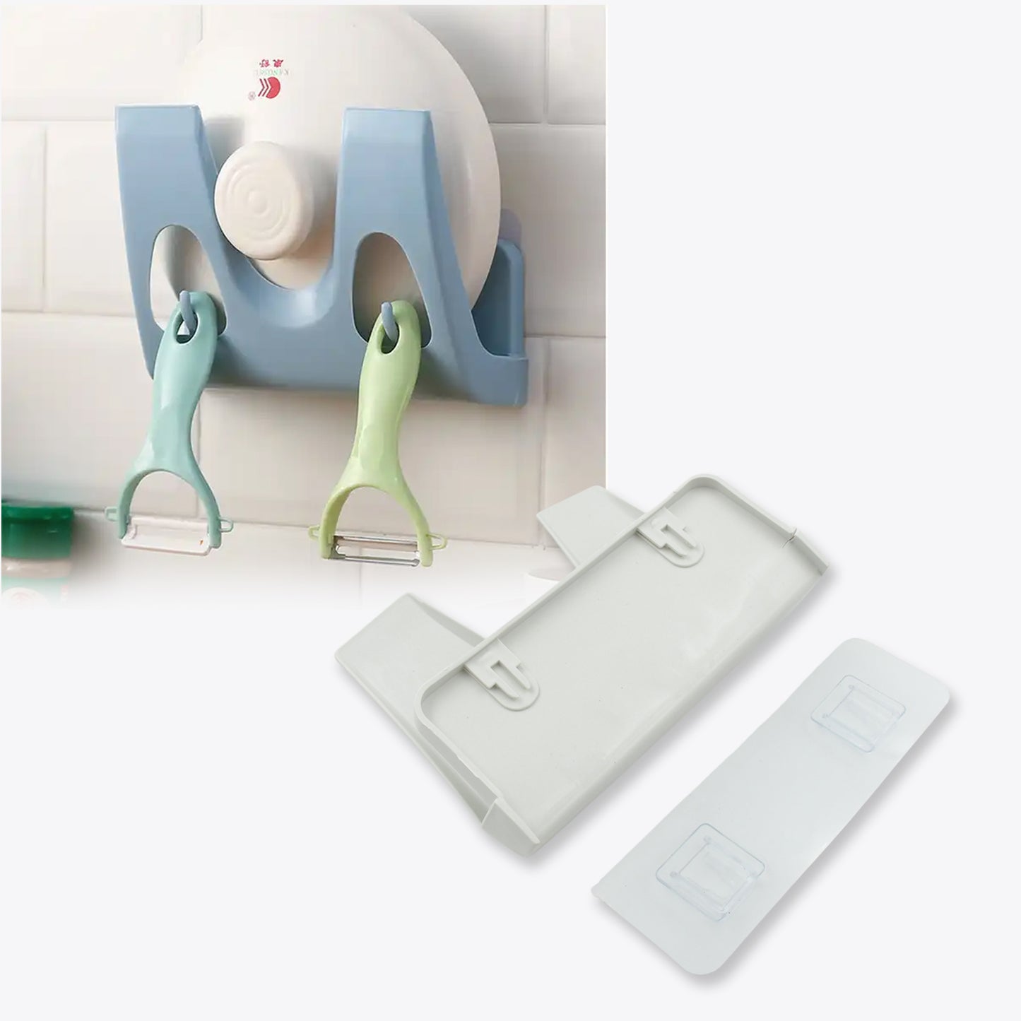 Pot Lid Rack Wall Mounted Kitchen Organizer Multifunction Plate Dish Rack Shelf Pan Cover Stand Holder Punch Free Kitchen Rack Pot Lid Holder (1 Pc) - Happy Price - Image 3