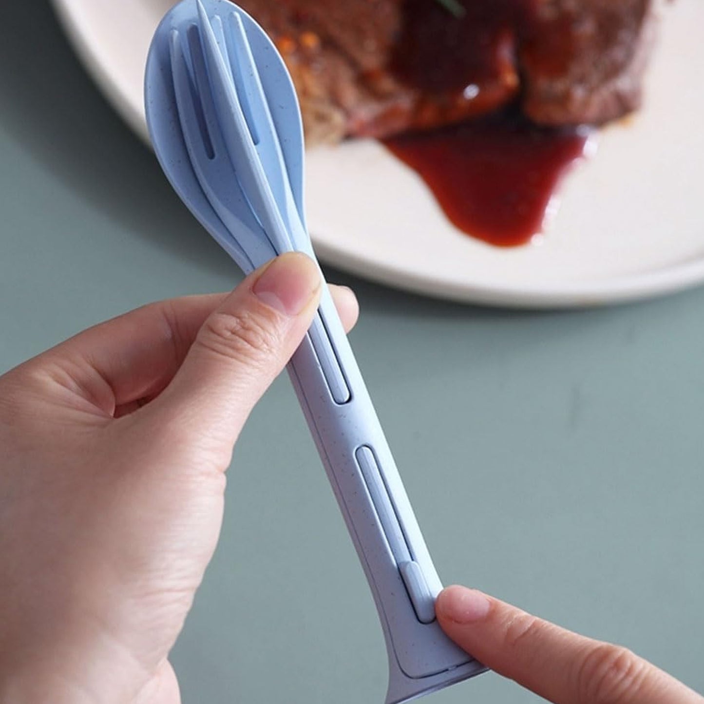 3 In 1 Reusable Spoon Knife Forks Tableware Spoon (3 Pcs Set) - Happy Price - Image 4