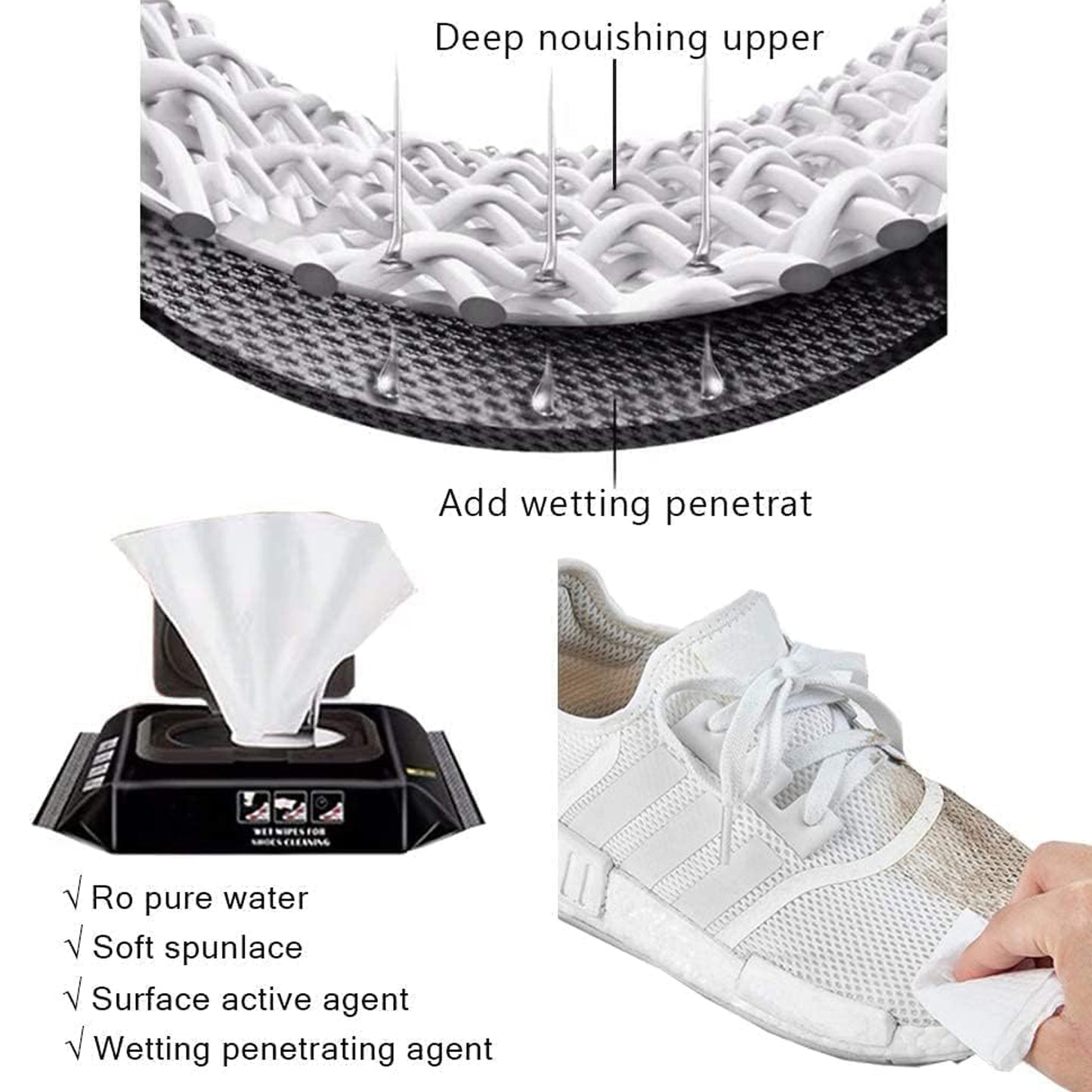 Shoe Cleaning Wet Wipes Fast Scrubbing Shoes Cleaning Tissue Sneakers Non-woven Detergent Quick Wipes Disposable Travel Portable Removes Dirt Stains - Happy Price - Image 6